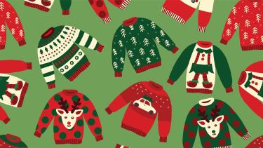 an assortment of Christmas sweaters