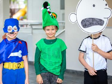 kids dressed up as a character from a book