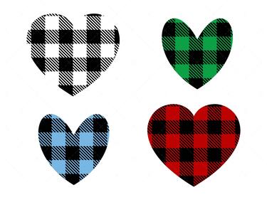 an assortment of plaid hearts