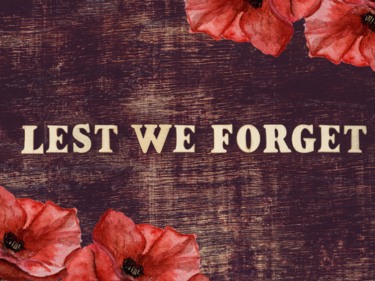 Lest we forget sign with red poppy's